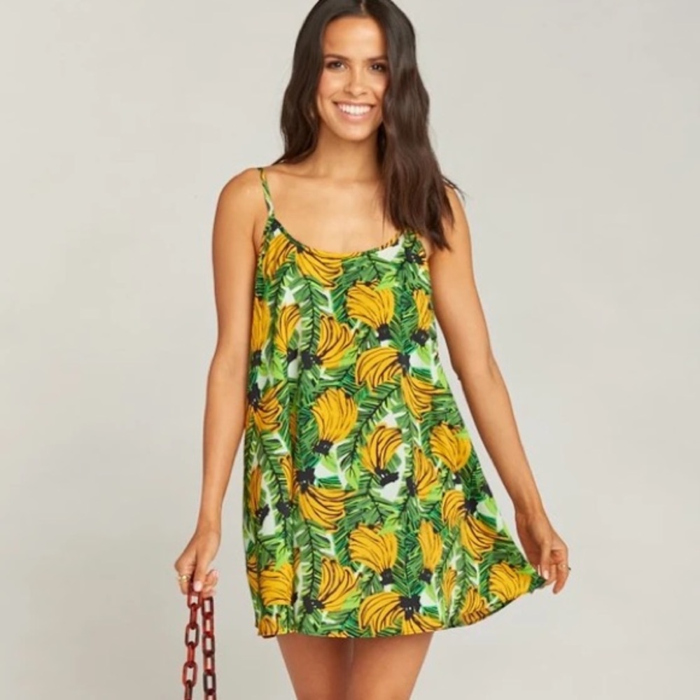 Show Me Your MuMu Green and Yellow Tropical Mini Dress